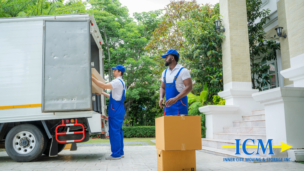 Inner City Moving crew unloading a moving truck at a Toronto home