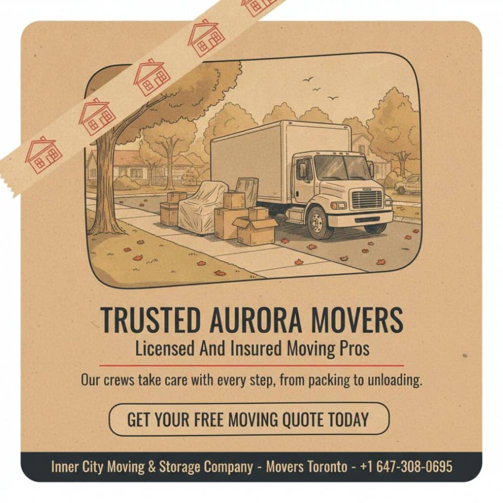 Aurora movers truck with boxes and furniture ready for loading in Aurora, ON
