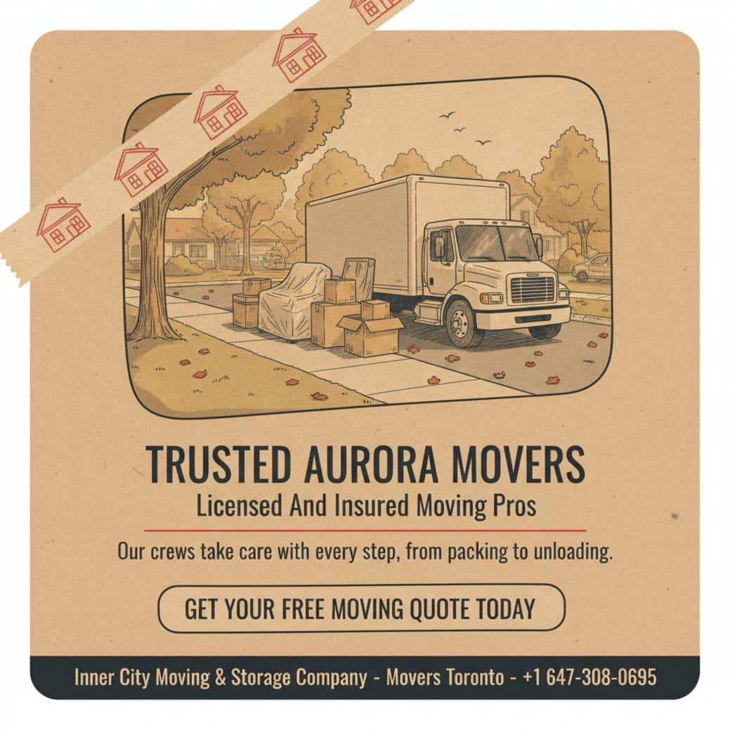 Aurora movers truck with boxes and furniture ready for loading in Aurora, ON