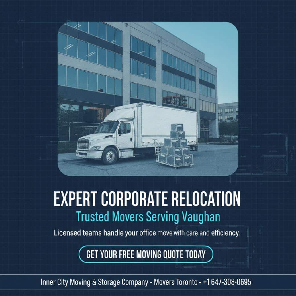 How Corporate Relocation in Vaughan Can Simplify Your Move Corporate relocation truck and packed boxes near Vaughan Mills