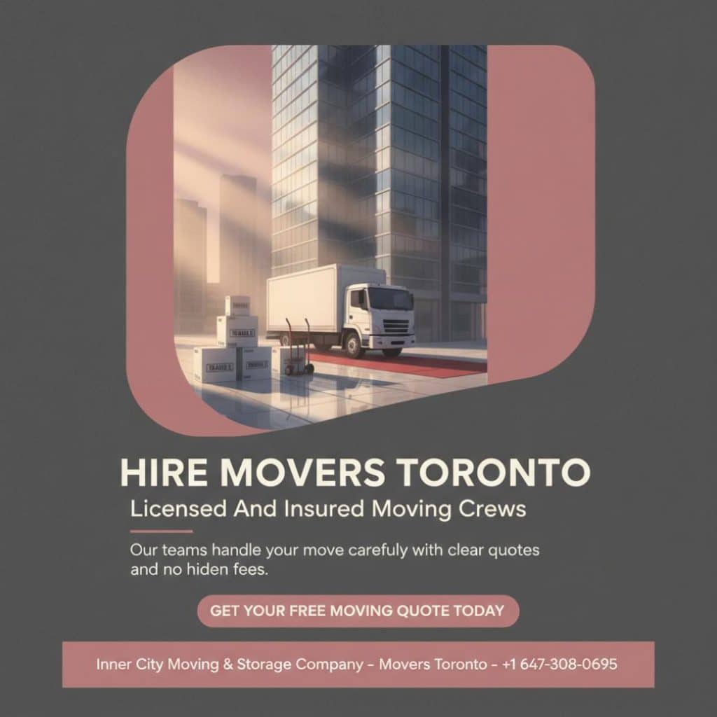 How to Hire Movers in Toronto Without the Stress 1 Inner City Moving & Storage truck near moving boxes hire movers Toronto