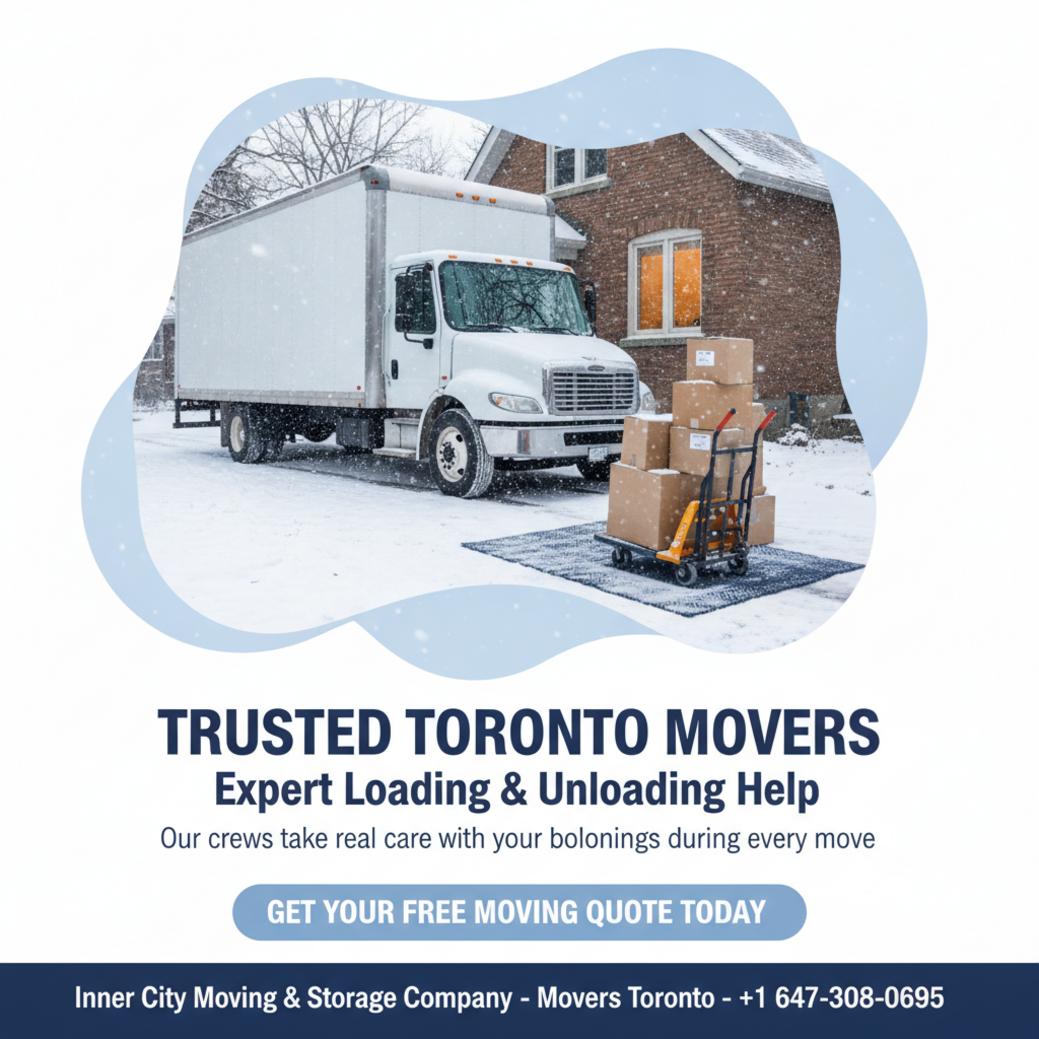 Loading and unloading services with moving truck in Toronto downtown