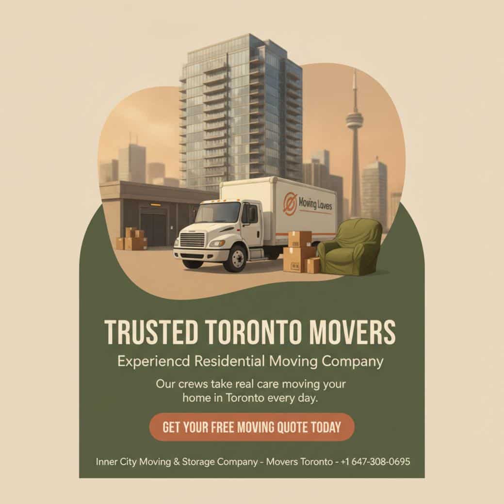 How a Residential Moving Company Toronto Eases Your Move Residential moving company Toronto with moving truck and packed boxes downtown