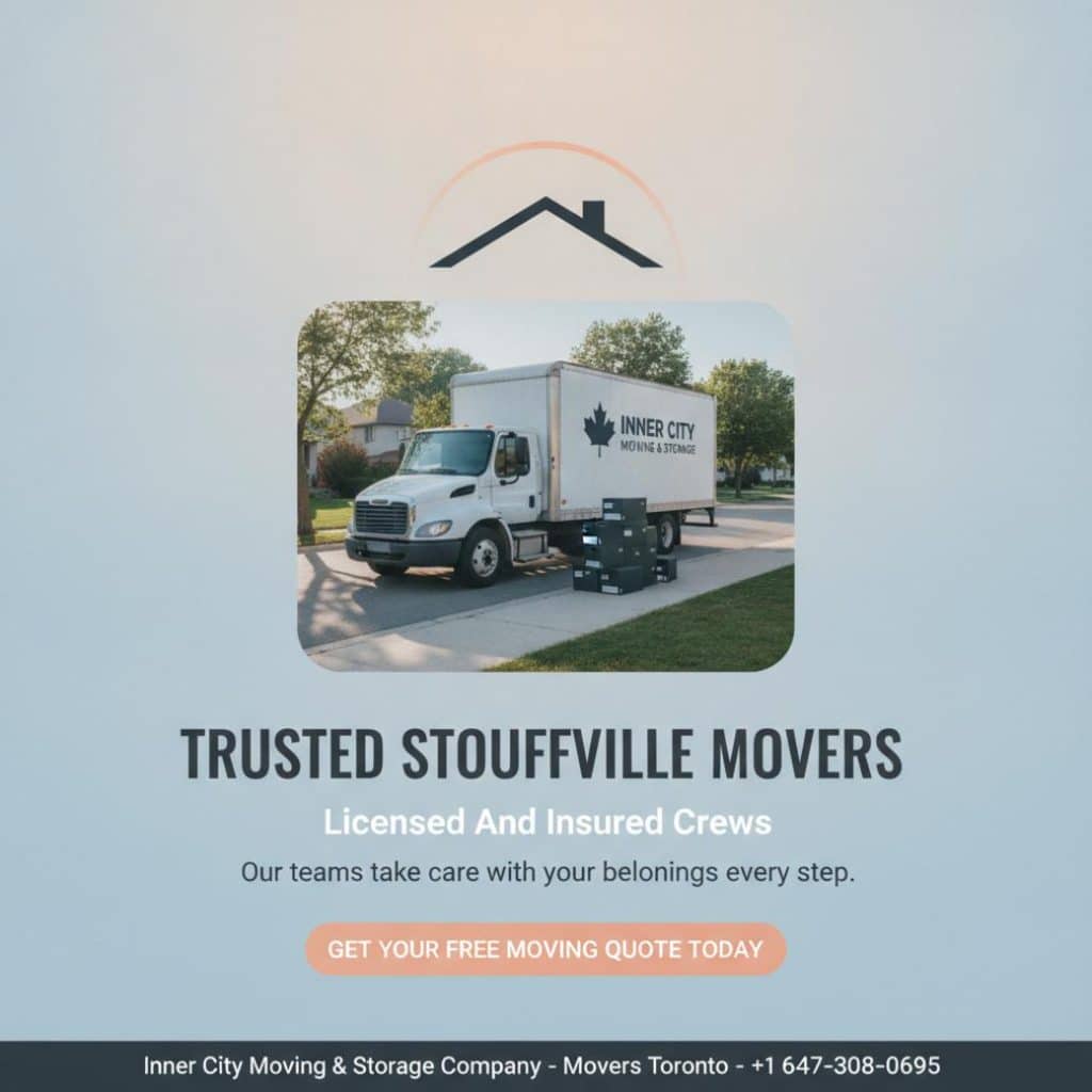 How Stouffville Movers Make Your Move Less Stressful 1 Moving truck with boxes on suburban street - Stouffville movers Stouffville, ON