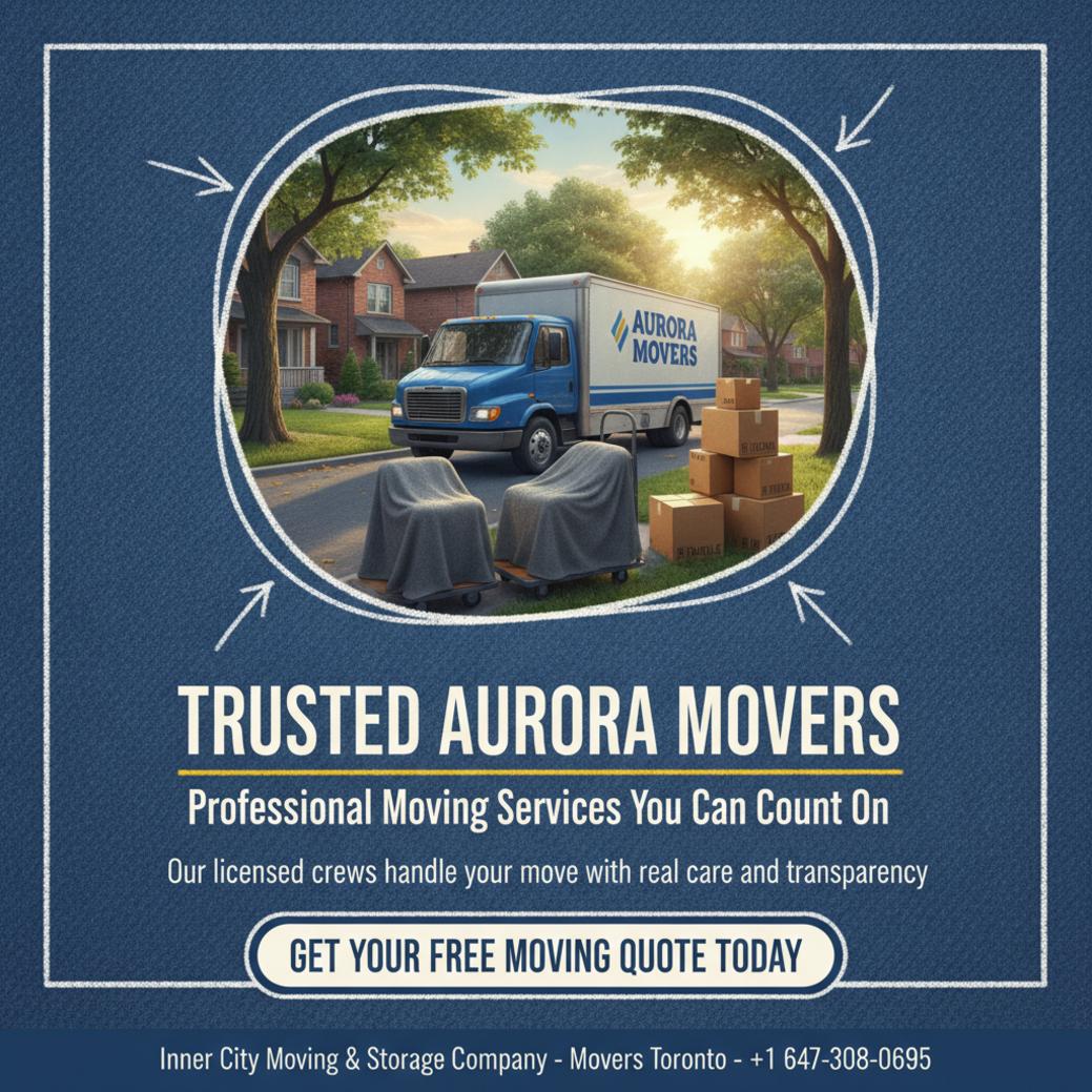 Aurora movers wrapped furniture and boxes on residential street Aurora, ON