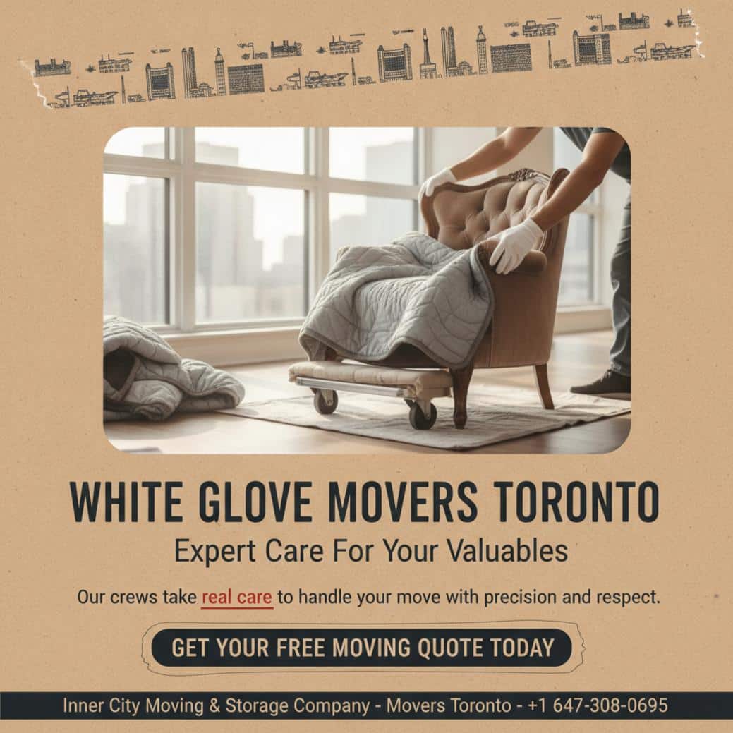 How White Glove Movers in Toronto Handle Your Move with Care White glove movers carefully handling furniture in Toronto condo