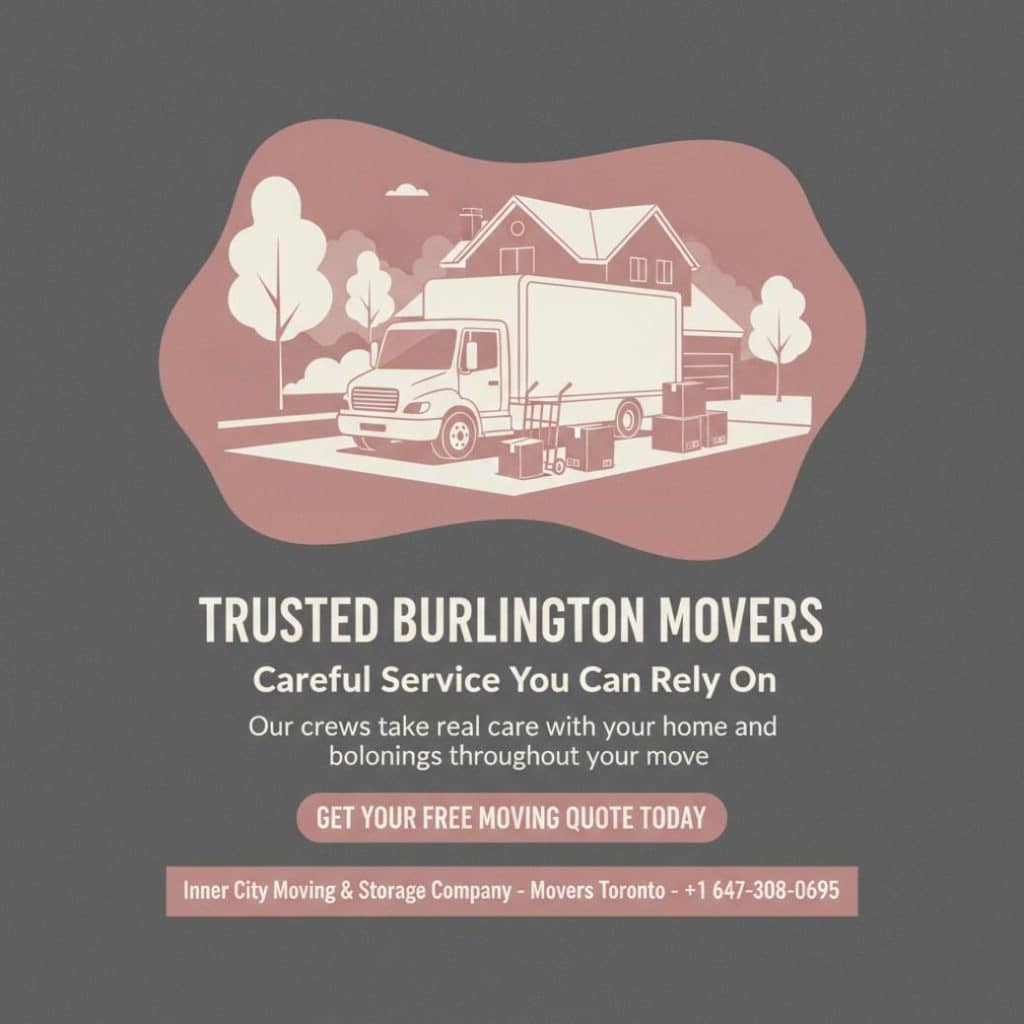 Moving truck and boxes staged for burlington movers in Burlington, ON