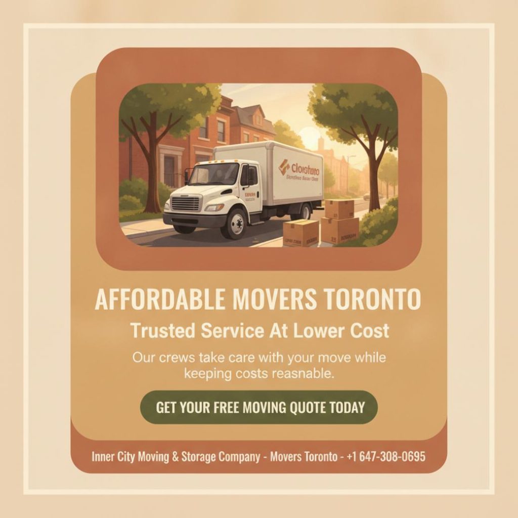 5 Things to Know About Cheap Movers in Toronto 1 Clean moving truck with stacked boxes - cheap movers Toronto downtown