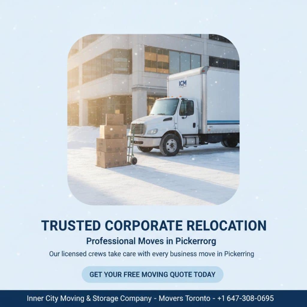 Corporate relocation moving boxes and truck Pickering, ON