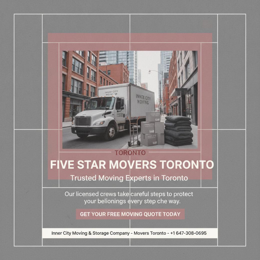 Five star movers Toronto with organized boxes outside a downtown building