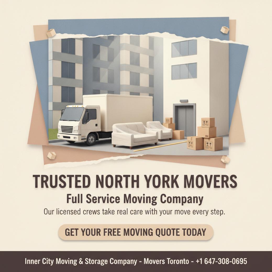 Full service moving company North York truck with wrapped furniture