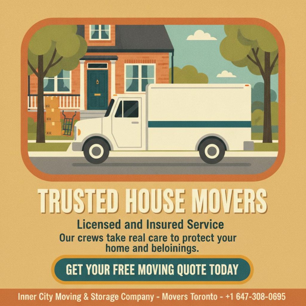 Professional house movers truck with packed boxes Toronto, ON