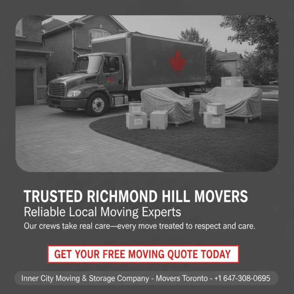 Richmond Hill driveway with a moving truck and local movers Richmond Hill