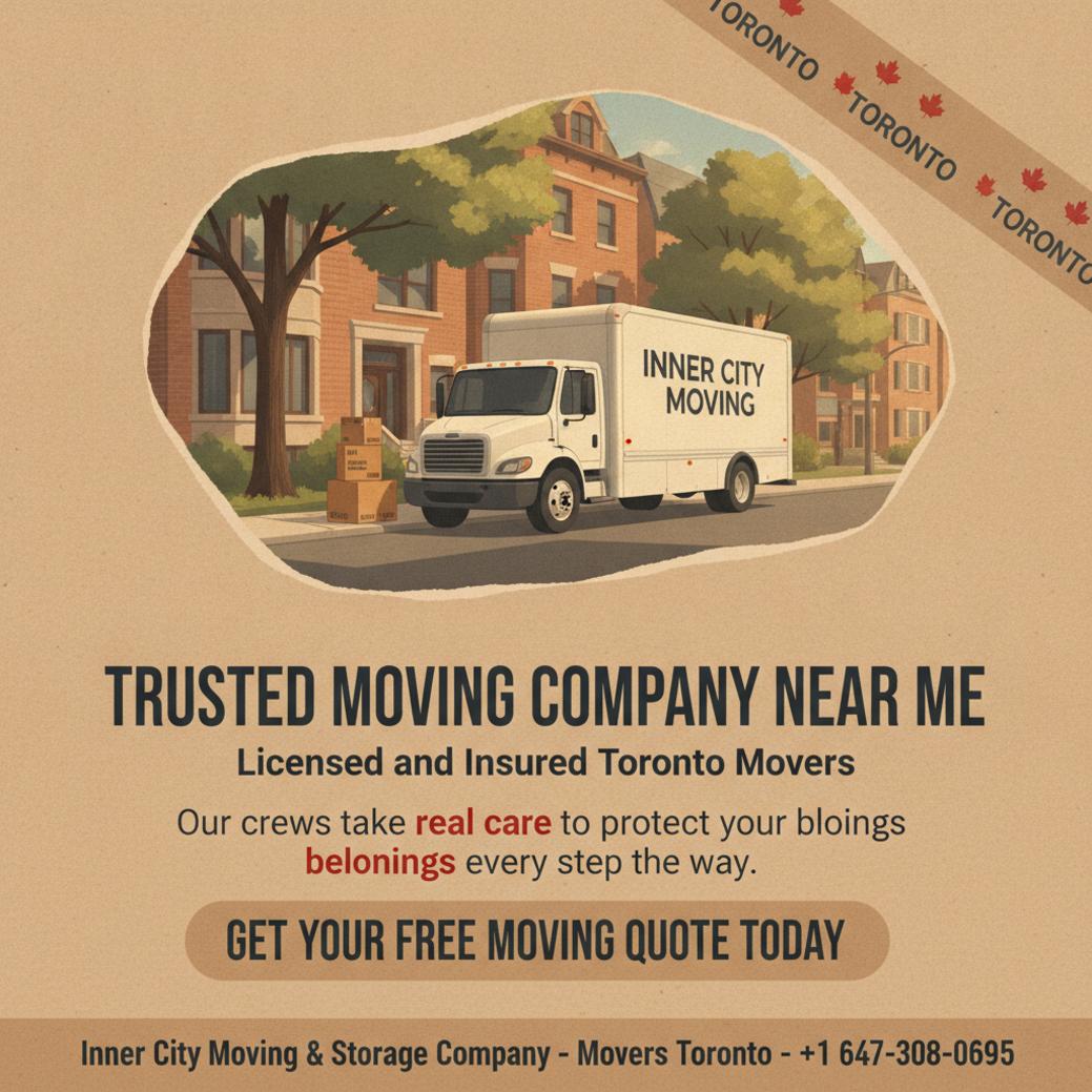 Finding a Moving Company Near Me in Toronto You Can Trust Moving company near me truck and boxes in Toronto street scene