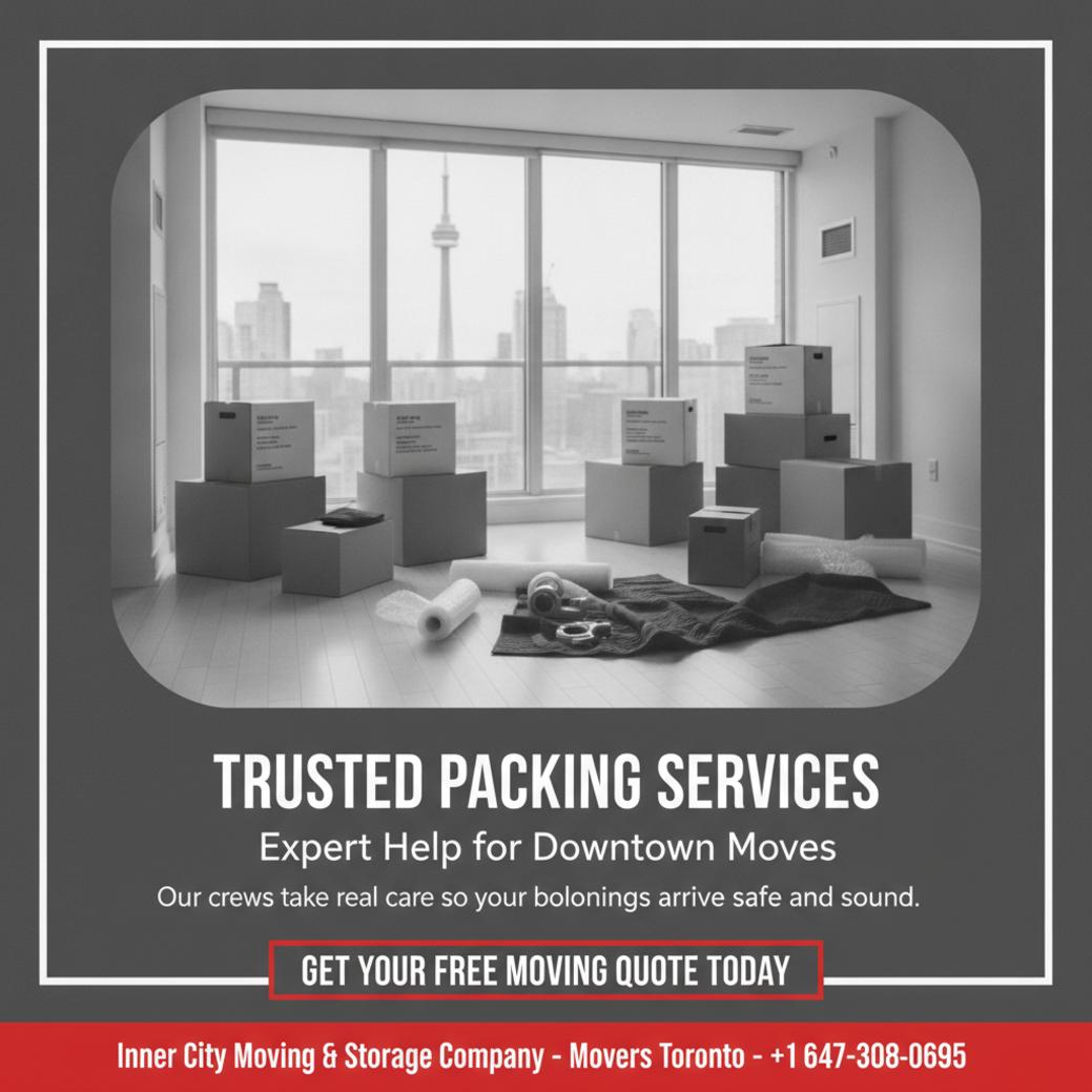 Packing services Downtown Toronto with neatly stacked labeled boxes in condo