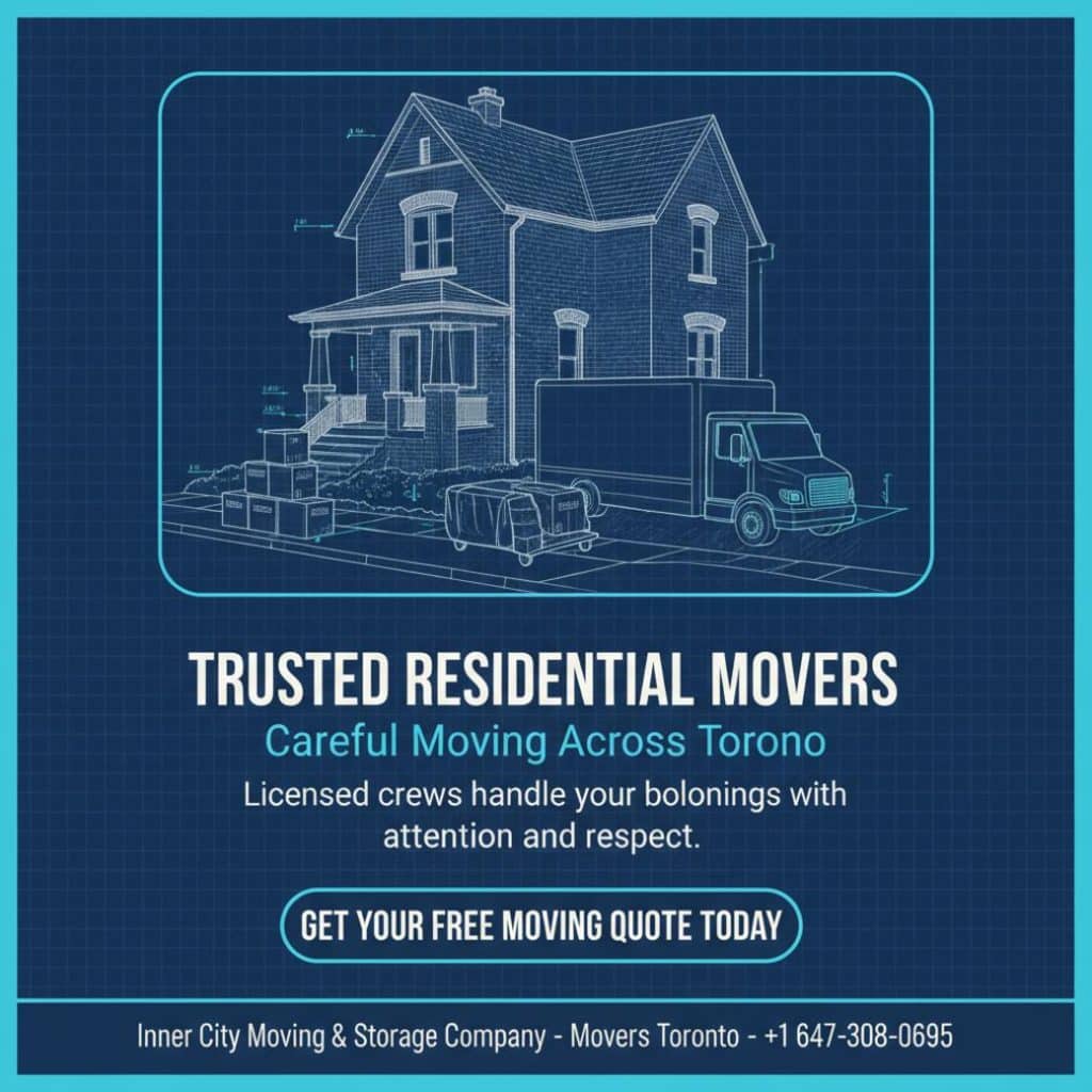 Residential movers Toronto with moving truck outside Toronto home