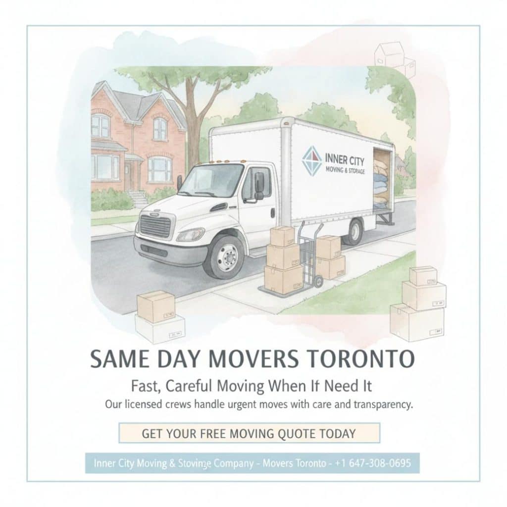 Same day movers Toronto loading truck near downtown Toronto street