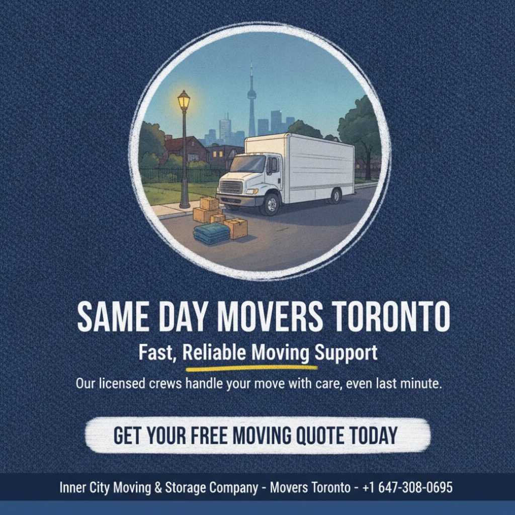 Same day movers Toronto moving truck on residential Toronto street