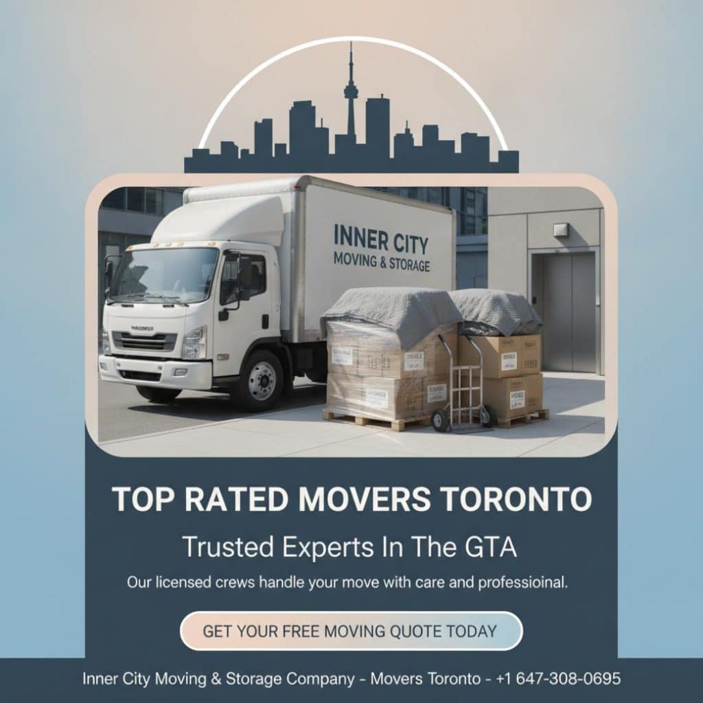 Inner City Moving & Storage truck with labeled boxes - top rated movers Toronto