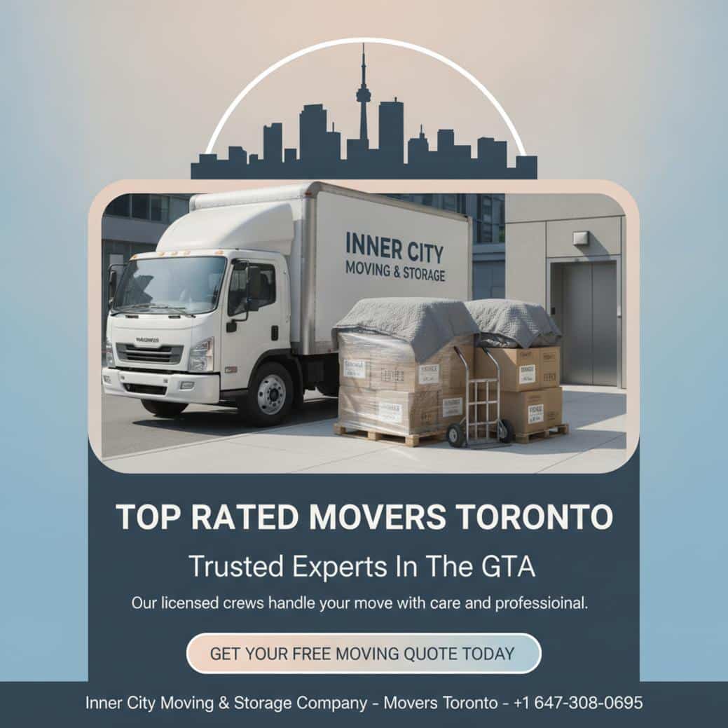 7 Things Top Rated Movers in Toronto Wish You Knew Before Moving Day Inner City Moving & Storage truck with labeled boxes - top rated movers Toronto