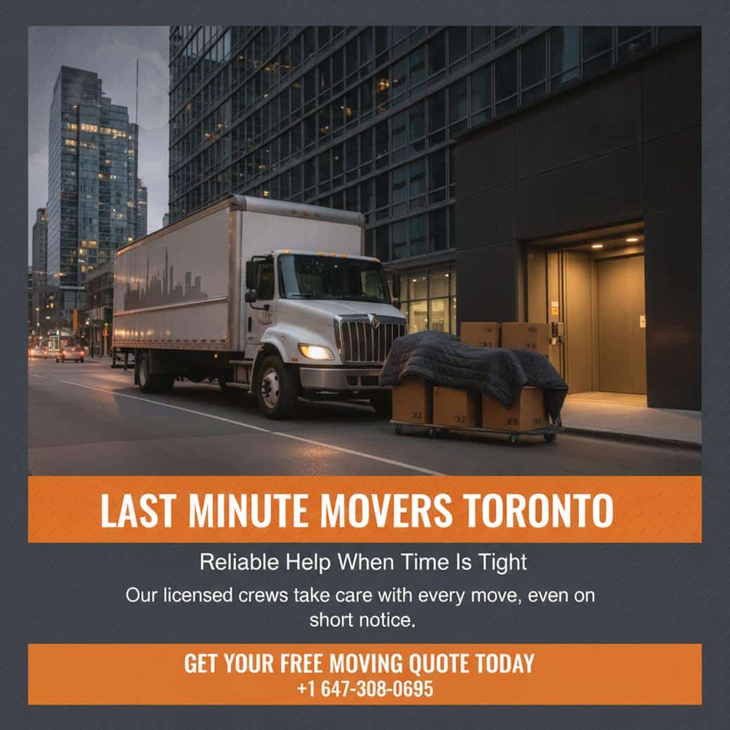 How Last Minute Movers in Toronto Can Ease Your Big Day Last minute movers Toronto loading truck near condo elevator