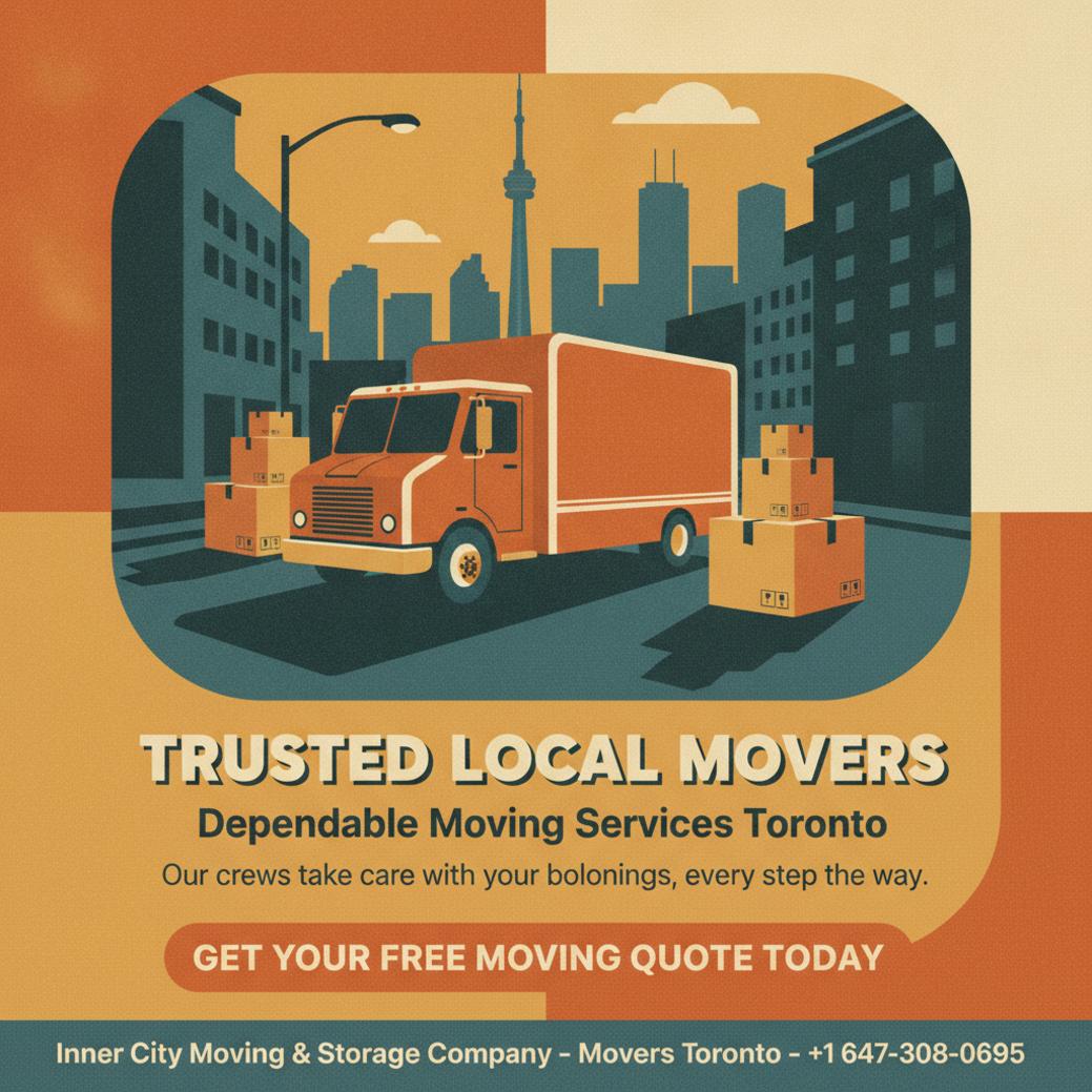 Inner City Moving & Storage truck parked downtown Toronto local moving company scene