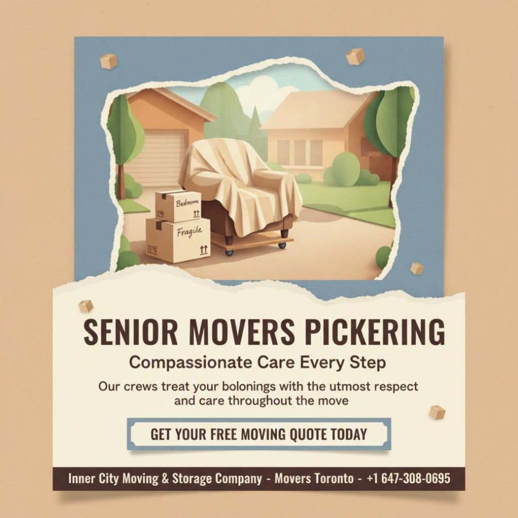 Senior movers Pickering carefully packing and transporting belongings