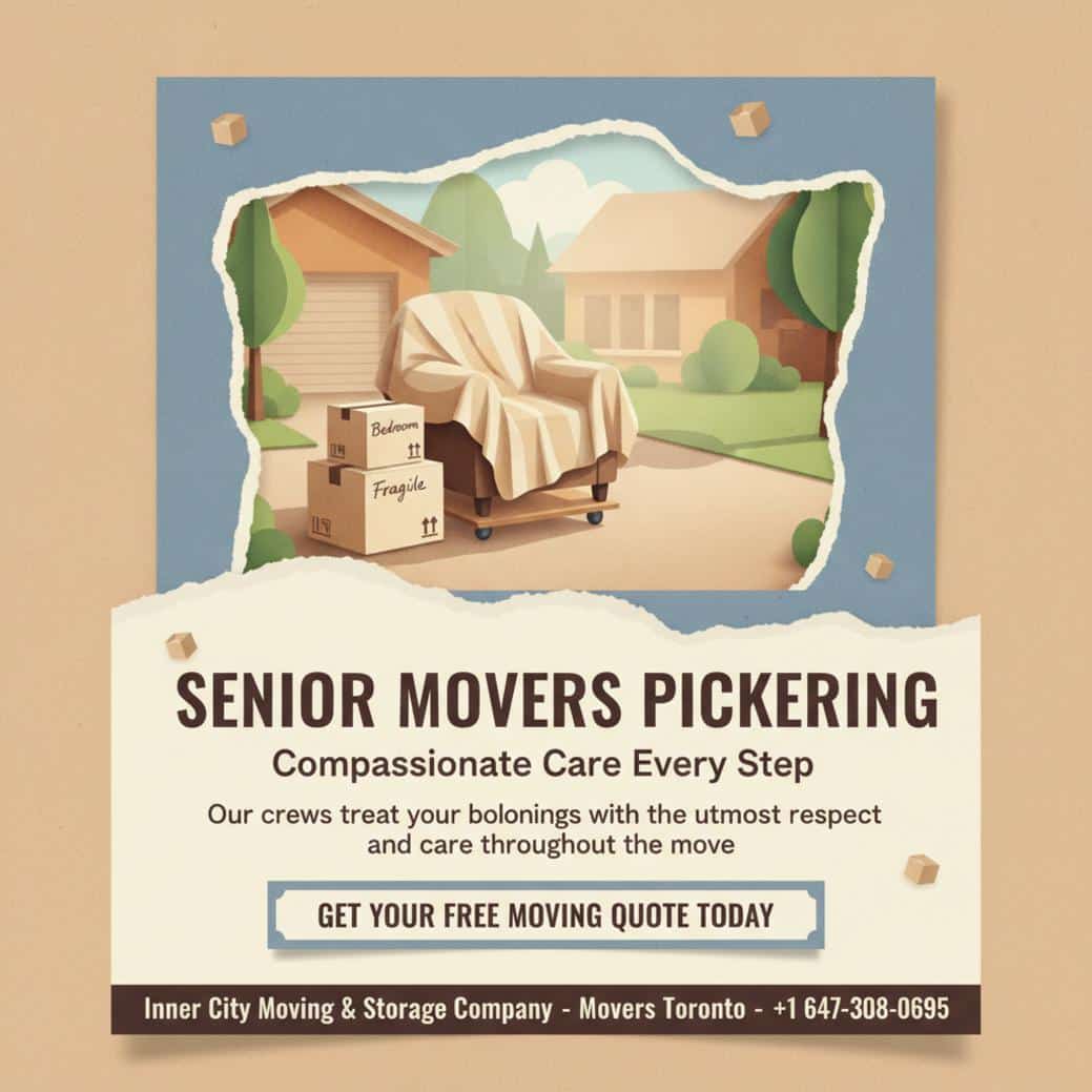 Senior movers Pickering carefully packing and transporting belongings
