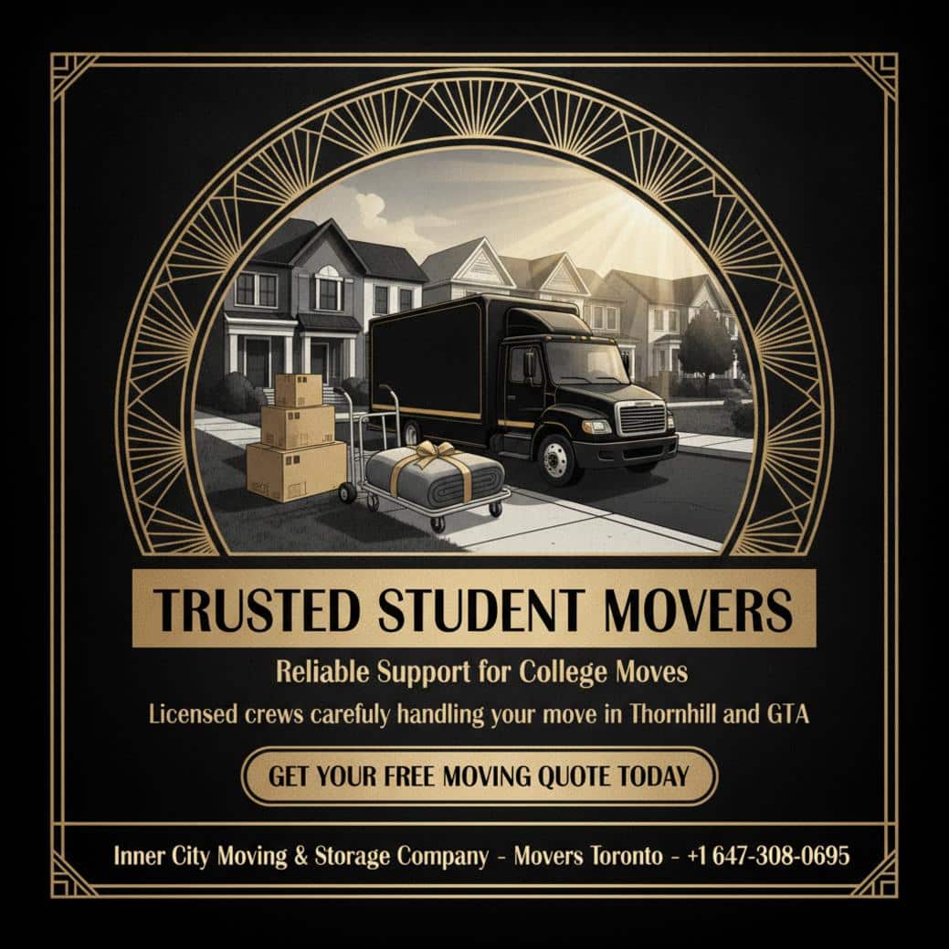 Neatly packed boxes outside Thornhill apartment - student movers Thornhill